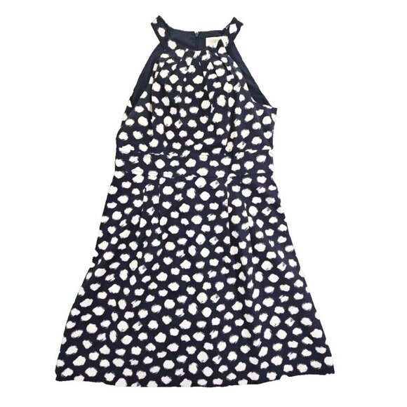 Ann Taylor Loft Midi Sundress Size Medium Navy & Blue Polka Dot Lined Y2K - Picture 1 of 16